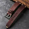 Assista Bandas Handmade Genuíno Couro Watchband Velho Marrom Preto 18 20 22mm Soft Mens Vintage Pulseira Primeira Camada Bracele 230928