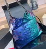 Designer Womenshoulder Bag Colorful Sequin Bag Silver Hardware Metal Clasp Luxury Handbag Matelasse Chain Diagonal Shoulder Bags Makeup Sacoche 30/35c