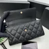 Bolso de caviar a la moda con patrón de diamantes, bolso de mujer con solapa y hebilla clásica, bolsillo interno para tarjetas, bolso de diseñador de lujo