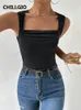 Tanques femininos Chillgio Mulheres Tricô Verão Tanques Sexy Moda Elástica Streetwear Casual Simples Ins Coreano Bodycon Sólido Camisole