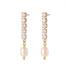Boucles d'oreilles pendantes en perles pour femmes, couleur or, minimaliste, minuscules cerceaux, bijoux de mariage à la mode pour filles, 2023