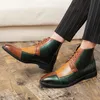 Stivali 3848 Splicing Oxford Uomo Misalwa High Top PU Leather Trend Scarpa casual Verde Marrone British Party Fashion Boot Vintage 230928