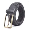 Belts Fashion Men And Women Elastic Belt 27 Colors Available Striped Stretch Braided Casual Waist Pin Buckle