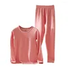 Women's Two Piece Pants Women Business Suit Winter Thermal Underwear Set Thick Warm Sleepwear For Homewear 2 Pcs/set Top