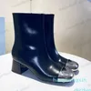 디자이너 British Boots 여성 검은 흰색 둥근 발가락 버클 아이언 오픈 파운드리 특허 크기