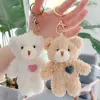 Porte-clés ours en peluche, mignon ours d'amour, pendentifs de sac de poupée, lapin chien, jouets en coton doux, cadeau pour filles et enfants