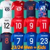 Losc Lille 2023 2024 Fjärde hemfotbollströjor Cabella J David Ounas Angel Football Shirts 22 24 Lille Olympique Andre Yazici Maillot Away Kid Kit Equipment