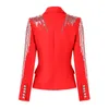 926 XXL 2023 Milan piste automne femmes vêtements d'extérieur à manches longues manteau revers cou manteau bouton rouge mode vêtements femmes oulaidi