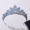 Hair Clips Luxury Forest Crystal Jelly Leaves Wedding Crown Green Rhinestone Bridal Diadem Headdress Tiaras Bride Costume Accessories