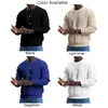 Magliette da uomo Camicia casual tinta unita Manica lunga Abbigliamento maschile O-Collo da uomo Colore Waffle Miscela di cotone