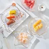 Plates Creative Golden Trim Ocean Glass Plate Nordic Household Shell Salad Bowl Breakfast Fruit Dessert