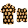 Herrspårar män sätter cryptocurrency p2p pengar casual skjorta set hawaiian strand shorts sommar grafisk kostym 2 stycke kläder plus