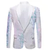 Men's Suits Men Pure White Velvet Fantasy Color Sequins Blazers Night Club Singers Wedding Groom Prom Tuxedo Slim Fit Suit Jacket Blazer