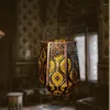 Bougeoirs Turc Marocain Titulaire En Métal Creux Mini Chandelier Style Rétro Bronze Pour Table De Fête Bureau À Manger Décor À La Maison