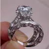 Vecalon 2019 Bague de fiançailles vintage pour femmes Ensemble pour femmes 3ct Diamant simulé CZ 925 Sterling Silver Female Party ring249R