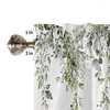 Curtain Green Valance For Windows Watercolor Eucalyptus Leaf Rod Pocket Window Treatments Plant Leaves 137X45cm