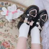 Chaussettes courtes à la cheville pour femmes, Harajuku, oreilles en peluche 3D, Mini nœud, garniture en dentelle à volants, bonneterie de princesse