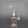 1pcs Glass Oil Burner Bong Ash Catcher Hookahs Mobius Matrix Percolator 14mm Joint Recycler Dab Rigs Water Bongs with 30mm Ball Banger Oil Nail Pipes