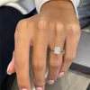 Pierścienie klastrowe Randh G18K 2.00CT 8 6 mm Radiant Cut Moissanite Solitaire zaręczyny dla kobiet 14K białe biżuterię z białego złota