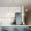 Lampadari Lampadario a sospensione in oro nero Lampada moderna nordica Ferro U Linea Minimalista Sala da pranzo Illuminazione di design per isola cucina