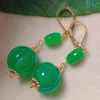 Dangle Earrings Fashion Natural Green Jade Pumpkin Beads Beads Gold Women Year عيد الشكر هدايا العطلات الكلاسيكية