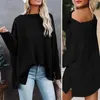 Blusas femininas macias topo elegante manga morcego blusa cor sólida pulôver com pescoço oblíquo comprimento médio para outono primavera solta