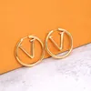 Classic Letter Earrings Charm Circle Metal Eardrop Women Alphabet Studs Personality European American Earring Jewelry2022