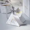 Present Wrap Creative Grey Marble Pyramid Candy Box Bag For Party Baby Shower Paper Boxes Package Bröllop Favors Thanks259Q