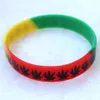 50pcs multicolor Maple Leaf Silicone Bracelet Popular Logo Fashion Women Men Usisex Barcelets283C