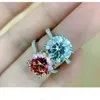 Cluster Rings 5CT Red Moissanite Engagement Ring S925 Sterling Silver Women Fine Jewelry White Gold Diamond Certificate Drop