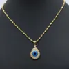 Evil Blue Eye Anhänger mit Wellenkette 18K Gelbgold gefülltes Tränenanhänger Halskette Geschenk289h