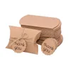 Present Wrap 10st Kraft Paper Candy Boxes Pillow/Square Box For Baby Shower Birthday Decoration Rustic Wedding Favor Packaging Supplies