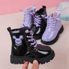 New autumn and winter solid color simple and comfortable zipper Martin boots for boys and girls children's sewing booties