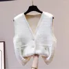 Women's Vests 2023 Fashion Women Sweater Vest Sleeveless Knitwear Designer Pockets V-neck Clothes Aesthetics For V139