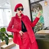 Damen Leder Faux Real Streetwear Jacke Frauen Schlanke Büro Schaffell Hemden Mantel Einreiher Casual Mittel Lange Oberbekleidung 230928