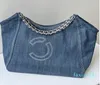 Maxi Denim Shopping Bag Women Designer haftowe torebka na ramię duża pojemność Srebrna Matelasse Chain Travel Airport walizka Sacoche Zapip kieszenia