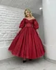 Sexy rote Promkleider Glitzer von Schulter halb Ärmeln Abendkleid Falten formelle lange besondere OCN Partykleid