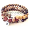 MG0667 Bracciale Rudraksha naturale con perline Ohm Bracciale naturale con occhio di tigre da 8 mm Bracciale Yoga Mala di Buddha Bracciale Yoga con ciondolo di loto277n