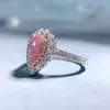 Cluster Ringen 925 Sterling Zilver 4 7 Prachtige Drop Roze Glanzend Zirkoon Eeuwige Liefde Ring Voor Vrouwen Verloving Bruiloft fijne Sieraden Geschenken