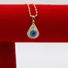 Evil Blue Eye Anhänger mit Wellenkette 18K Gelbgold gefülltes Tränenanhänger Halskette Geschenk289h