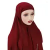 Etniska kläder Instant Chiffon Hijab For Muslim Women inre pannband Womaen Cap Bonnet Långt sjal med Jersey underkärl Nacke Cover
