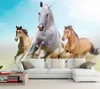 Fonds d'écran 3D Fond d'écran personnalisés Horses Run Animals Po Dining Room Sofa TV Wall Bedroom Mural Papel de Parede