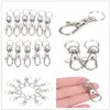 10st Sil Silver Metal Classic Key Chain Diy Bag Jewelry Ring Swivel Hummer Clam Clips Key Hooks Keychain Split Ring Wholeales254y