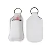 Sublimatie lege plattely navulbare neopreen handdesinfanisthouder voorstander van chapstick houders met sleutelhanger voor 30 ml flip cap containers reisfles