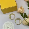 orecchini di lusso orecchini firmati per le donne f lettera acciaio inossidabile placcato oro argento orecchini ad ago intarsiato CZ diamante perla orecchino a cerchio gioielli regalo ragazza