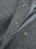 Wełniane mieszanki damskiej wełniana kurtka Kobiet Autumn Grey Stand Zakrycie obrońca Kobieta Moda Moda Casual All Match Pocket Lady Owewear 2023 230928