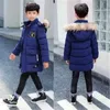 Down Coat Big Kids Thick Long Jacket Autumn Winter Boys Plus Velvet Warm Teen Coats Fashion Midlength Zipper Hooded Ytterkläder 514 år 230928