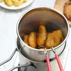 أحواض 304 من الفولاذ المقاوم للصدأ القلي العميق Tempura French Fries Fryer with Clacker Chicken Fried Kitching Tool Mini