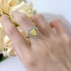 Cluster Rings Spring Qiaoer 925 Sterling Silver 7mm Crushed Cut Citrine High Carbon Diamonds Gemstone Wedding Engagement Ring Fine