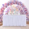 Saia de mesa plissada de poliéster, toalha de mesa plissada para aniversário, bebê, decoração branca, chá de festa, casamento